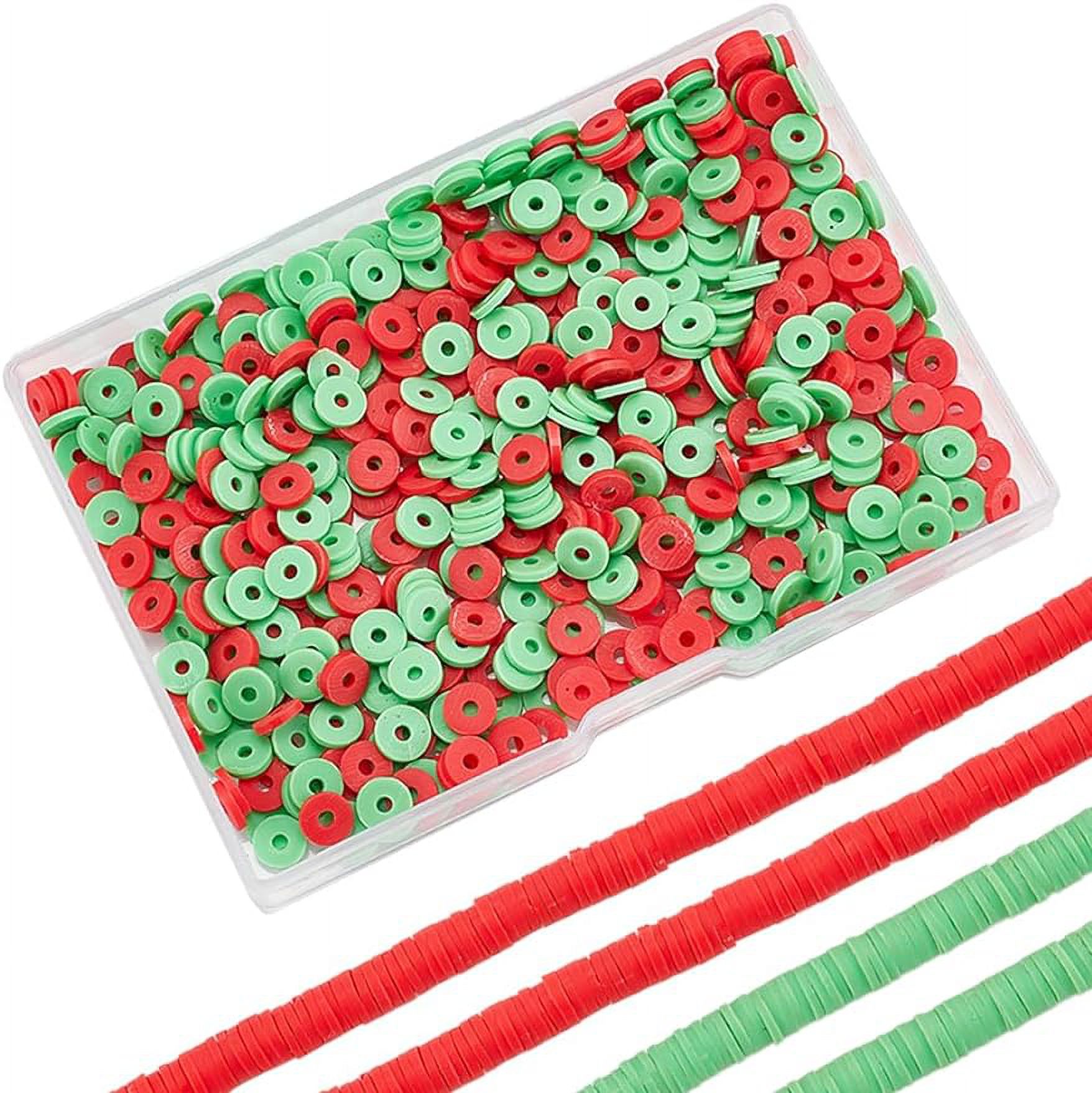 1 Box 700pcs+ 6mm Heishi Clay Beads Polymer Clay Bead Bulk Christmas  Hawaiian Summer Holiday 3D Flatback Round Mini Red Green Beads for Jewelry  Making Beads DIY Necklace Earring Adults 